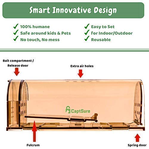 Reusable Smart Mouse Trap Humane Clear Plastic Smart No Kill Rodents  Catcher Mice Rat Live Trap Indoor Outdoor Pest Control