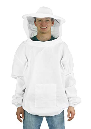 VIVO Professional White Medium/Large Beekeeping/Bee Keeping Suit, Jacket, Pull Over, Smock with a Veil (BEE-V105)