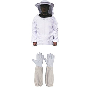 Farmunion Protective Bee Keeping Jacket Veil Suit +1 Pair Beekeeping Long Sleeve Gloves