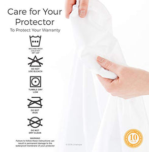 LINENSPA Zippered Encasement Waterproof, Dust Mite Proof, Bed Bug Proof, Hypoallergenic Breathable Mattress Protector - Queen Size