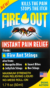 Fire Out Instant Pain Relief from Fire Ant Stings, No-Mess Roll-On (1.7 Fl. Oz.)