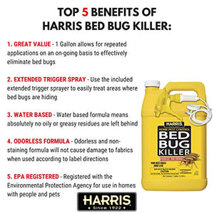 HARRIS Bed Bug Killer, Liquid Spray with Odorless and Non-Staining Extended Residual Kill Formula (Gallon)