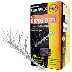 Bird-X Stainless Steel Bird Spikes Kit, Covers 10 feet