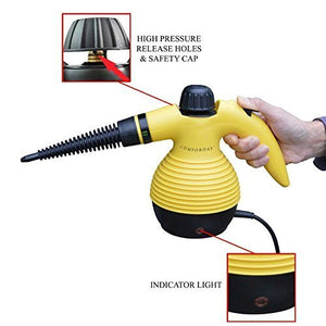 Comforday Multi-Purpose Steam Cleaner, High Pressure Chemical Free Steamer with 9-Piece Accessories, Perfect for Stain Removal, Carpet, Curtains, Car Seats,Floor,Window Cleaning(Upgrade) (Yellow)