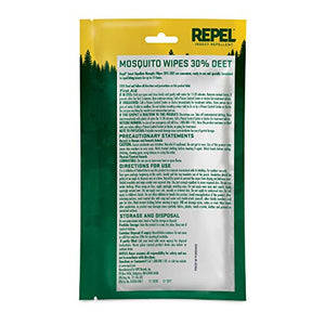 Repel Insect Repellent Mosquito Wipes 30% DEET (15 Wipes)