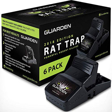 Guarden All Weather Rat Snap Traps, Kills Gophers, Voles, Mice, and Rat (6 Traps)