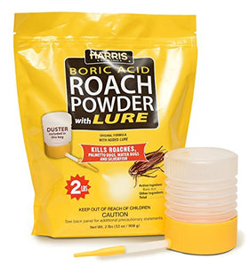 Harris Boric Acid Roach and Silverfish Killer Powder w/Lure, Powder Duster Included (32oz)