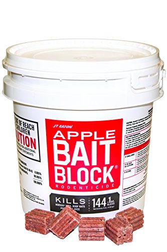 JT Eaton 709-AP Bait Block Rodenticide, Apple Flavor, Kills Rats & Mice (Pail of 144 Packs)