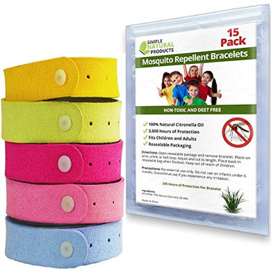 Simple Natural Products Mosquito Repellent Bracelet (15 Pack)