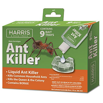 Harris Ant Killer Liquid Borax Bait, Indoor, 9 Ant Bait Trays