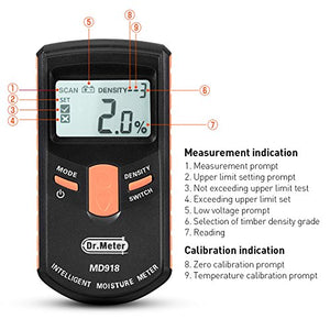 Pinless Digital Wood Moisture Meter (Range 4% - 80% RH; Accuracy: 0.5%)