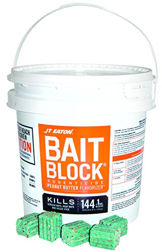 JT Eaton 709-PN Bait Block Rodenticide Bait, Peanut Butter Flavor, Kills Rats & Mice (9 lb Pail of 144)