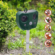 Load image into Gallery viewer, JGRZF Solar Animal Repeller Ultrasonic Pest Repellent Electronic Cat Deterrent for Dog Rodent Deer Squirrel Bird Raccoon Skunk Bear Rat Fox Mole