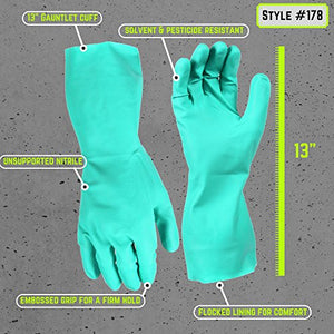 Chemical & Pesticide Resistant Nitrile Gloves, Reusable, Large