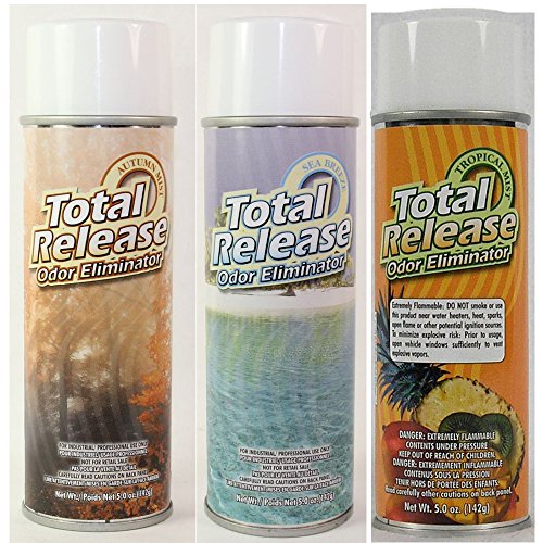 Odor Eliminator, Not a Cover up, (Pack of 3) Total Release Aerosol Spray & Fogger - 1 each: Autumn Mist, Sea Breeze, Tropical Mist Scent