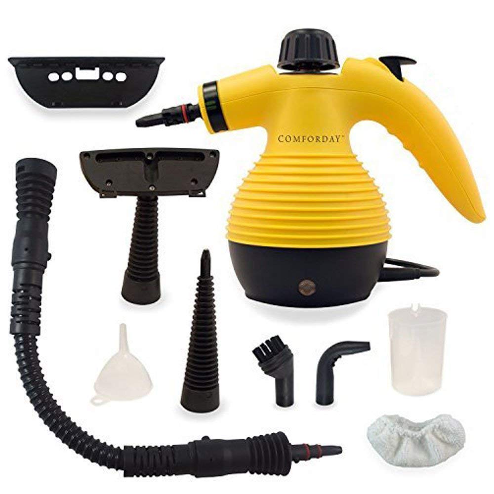 Comforday Multi-Purpose Steam Cleaner, High Pressure Chemical Free Steamer with 9-Piece Accessories, Perfect for Stain Removal, Carpet, Curtains, Car Seats,Floor,Window Cleaning(Upgrade) (Yellow)