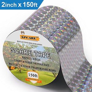 XPCARE Bird Repellent Holographic Scare Tape (150ft x 2in)