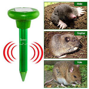 Ultrasonic Mole, Gopher, Groundhog & Vole Repellent, Solar Spikes (4 Pack)