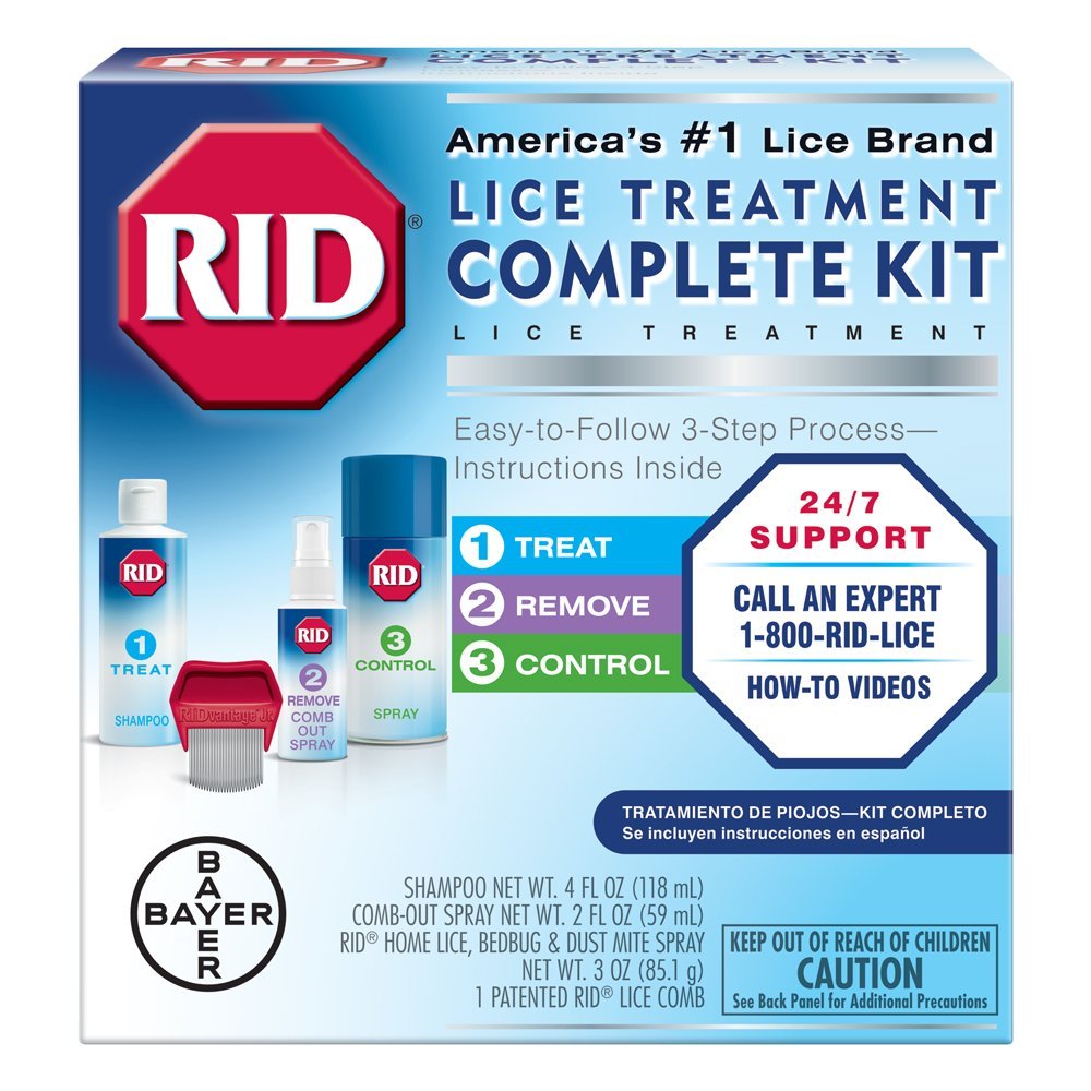 RID Lice Treatment Complete Kit, Includes 4 Fluid Ounces RID Lice Killing Shampoo, 2 Fluid Ounces Lice and Egg Comb-Out Spray, Lice Comb, and 3 Ounces RID Home Lice, Bedbug & Dust Mite Home Spray