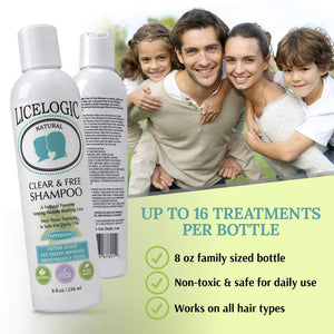 LiceLogic Natural Head Lice Shampoo and Treatment - Non Toxic Formula Kills Super Lice, Nits, and Eggs with No Harsh Chemicals, 8 oz